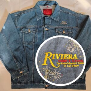 Vintage Riviera Blues Las Vegas Casino Denim Jacket Mens XL Embroidered 90s Y2K
